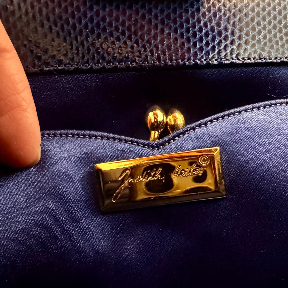 Vintage Judith Leiber Python Clutch with Gold Cha… - image 2